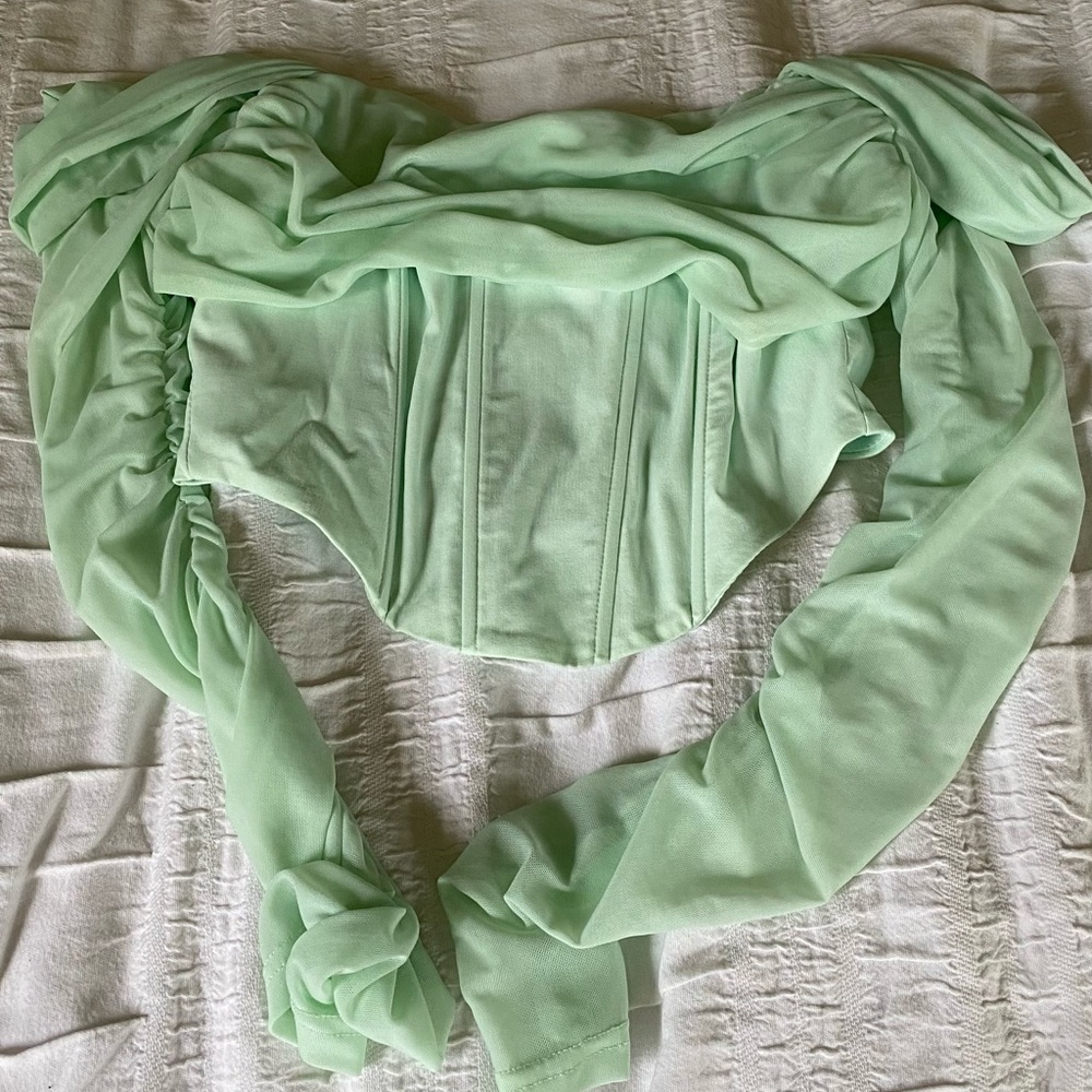 Mint green bustier corset top size S